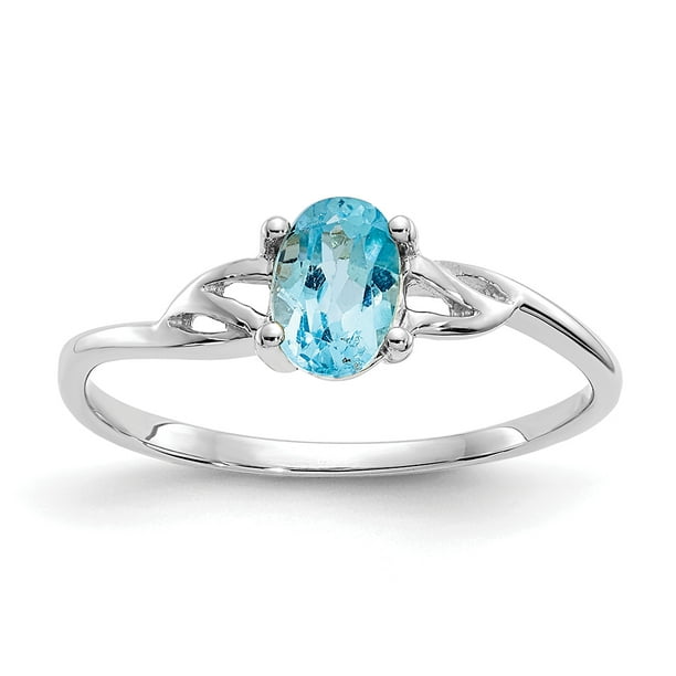 10k White Gold Polished Geniune Blue Topaz Birthstone Ring Size 6 Length Width 10k White Gold Polished Geniune Blue Topaz Birthstone Ring Size 6 Length Width